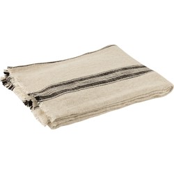 J-line - Jete De Lit Lignes Lin Beige - 176x130x1cm