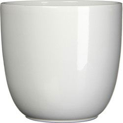 Mica Decorations Bloempot/plantenpot - wit - keramiek - D17 cm x H16 - Plantenpotten