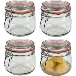 Weckpot/inmaakpot - 5x - glas - 500 ml - beugelsluiting - transparant - Weckpotten