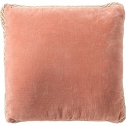 Dutch Decor MANOE - Sierkussen 45x45 cm - effen kleur - met rand van jute - Muted Clay - roze - Dutch Decor