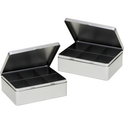 2x stuks metalen theedoos bewaarblik 20 cm - Theedozen