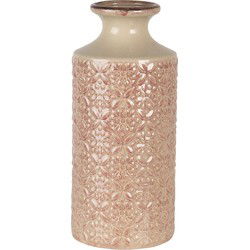 Clayre & Eef Vaas  Ø 13x30 cm Roze Keramiek Rond Decoratie vaas