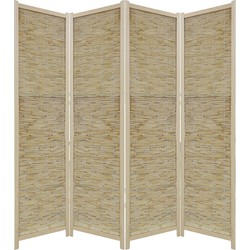 LW Collection LW Collection Kamerscherm 4 panelen hout Bamboe beige 170x160cm - paravent - scheidingswand