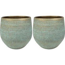 Steege Plantenpot - 2x - moderne look - shiny blauw - 36 x 32 cm - Plantenpotten