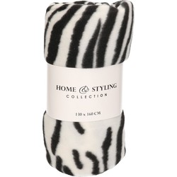 1x Fleece dekens/plaids zebra print 130 x 160 cm - Plaids