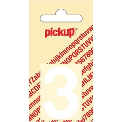 Plakcijfer Helvetica 40 mm Sticker witte cijfer 3 - Pickup