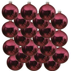 18x Glazen kerstballen glans kerst rood 6 cm kerstboom versiering/decoratie - Kerstbal