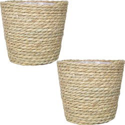 Bela Arte Bloempot - 3x stuks - rotan - gedraaid riet - 17 cm - Plantenpotten