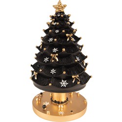 Clayre & Eef Muziekdoos Kerstboom 20 cm Zwart Polyresin Kerstdecoratie Beeld