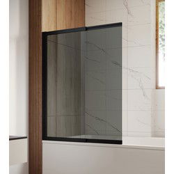 Badplaats Badwand Moka 130 x 140 cm - Zwart - Badscherm schuifdeur 5 mm dik - Getint Veiligheidsglas en Antikalk