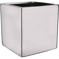 Mica Decorations chaz bloempot vierkant zilver maat in cm: 21x21x21