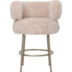 PTMD Hair Cream Bar Chair Champagne Metal Base