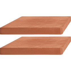 2x Stuks planten trolleys/multirollers vierkant terracotta kunststof 40 cm - Planten onderzetter