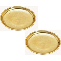 3x stuks ronde kaarsenborden/kaarsenplateaus goud van metaal 20 x 2 cm - Kaarsenplateaus