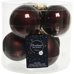 18x stuks glazen kerstballen mahonie bruin 8 cm mat/glans - Kerstbal