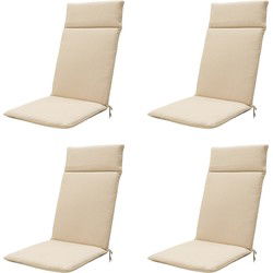 Madison -  Tuinstoelkussen Hoge Rug Beige canvas eco+ - Ca. 120x50 cm - Set van 4