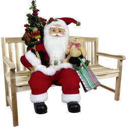 Kerstman beeld - H45 cm - rood - zittend - kerstpop - Kerstman pop