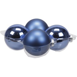 Othmar Decorations Grote kerstballen - 4x st - kobalt blauw - 10 cm - glas - Kerstbal