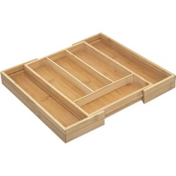 Bestekbak/keuken organizer uitschuifbaar 4 tot 6-vaks bamboe 35 x 25 cm - Bestekbakken