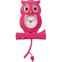 Wandklok Owl Pendulum - Roze - 20x8.5x37.5cm