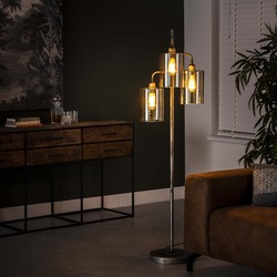 Hoyz - Hanglamp Kelk met 3 lampen - Amber Glas - 150cm Hoog