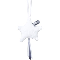 Baby's Only Gebreide decoratie hanger ster Cable - Decoratieve accessoires - Wit - Met ophanglusje