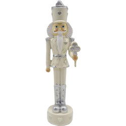 Clayre & Eef Beeld Notenkraker 17 cm Beige Zilverkleurig Polyresin Kerstdecoratie