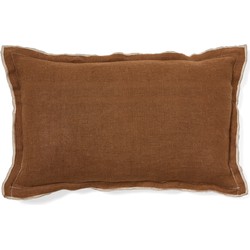 Kave Home - Linnen kussenhoes Sagi in beige en bruin 30 x 50 cm