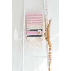 Mycha Ibiza - hamamdoek – streep – roze – 100% handgeweven katoen 