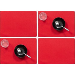 Set van 4x stuks stevige luxe Tafel placemats Plain rood 30 x 43 cm - Placemats