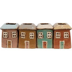 Clayre & Eef Bloempot Set van 4 Huis Meerkleurig Keramiek