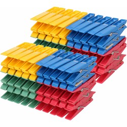 150x Plastic knijpers gekleurd 7 cm - Knijpers