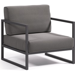 Kave Home - Comova stoel voor buiten in donkergrijs en zwart aluminium