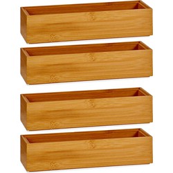 4x Stuks Kast/lade/make-up organizers bamboe hout bakje 23 x 7 x 5 cm - Make-up dozen