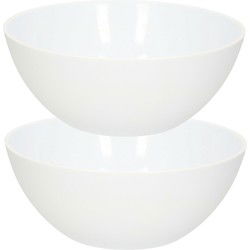 2x Schalen/kommetjes van kunststof wit 950 ml - Serveerschalen