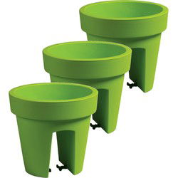 Balkon plantenpot - 3x - limegroen - 5 liter - D25 x H23 cm - Plantenpotten