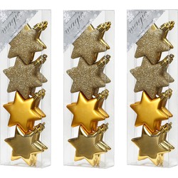 32x stuks kunststof kersthangers sterren goud 6 cm kerstornamenten - Kersthangers