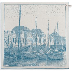 Knit Factory Haven Gebreide Keukendoek - Keukenhanddoek - Ecru/Ocean - 50x50 cm