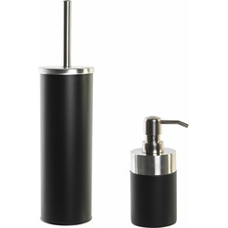 Toiletborstel met houder 39 cm en zeeppompje 300 ml polystone/metaal - Badkameraccessoireset
