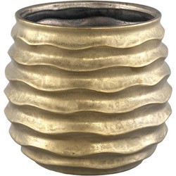 PTMD Lodas Ronde Bloempot - H19 x Ø22 cm - Keramiek - Goud