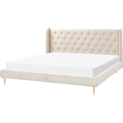 Beliani FORBACH - Tweepersoonsbed-Beige-Fluweel