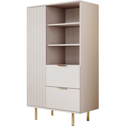 Meubella Vitrinekast Nicola - Beige - 80 cm - Laag