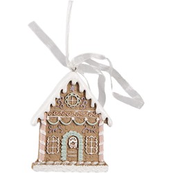 Clayre & Eef Kersthanger Gingerbread house 6x1x8 cm Bruin Kunststof