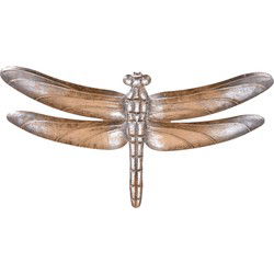 Tuindecoratie Muur libelle - bronskleurig - metaal - 49 cm - Tuinbeelden