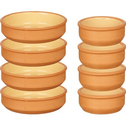 Set 10x tapas/creme brulee schaaltjes - terra/geel - 6x 8 cm/4x 16 cm - Snack en tapasschalen