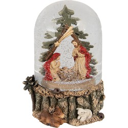 Clayre & Eef Sneeuwbol  Ø 10x14 cm Groen Glas Polyresin Kerstgroep