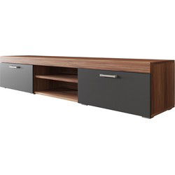 Meubella - TV-Meubel Slim - Grijs - Eiken - 200 cm