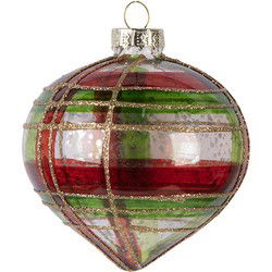 Clayre & Eef Kerstbal Ø 8x8 cm Rood Goudkleurig Glas