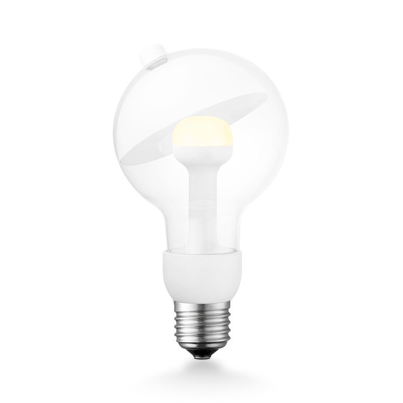 Design LED Lichtbron Move Me - Wit - G80 Sphere LED lamp - 8/8/13.7cm - Met verstelbare diffuser via magneet - geschikt voor E27 fitting - 3W 220lm 2700K - warm wit licht - 