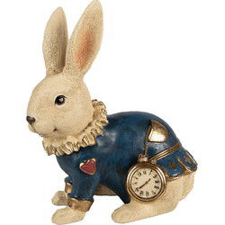 Clayre & Eef Beeld Konijn Beige Blauw Polyresin